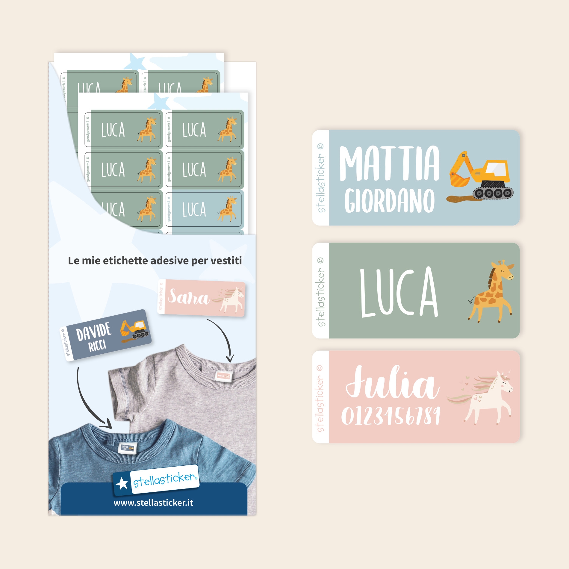 Etichette per abbigliamento a tema