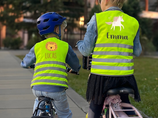 Gilet di sicurezza fluorescente per bambini con nome - Tema