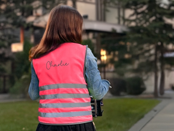 Gilet di sicurezza fluorescente per bambini con nome - Base