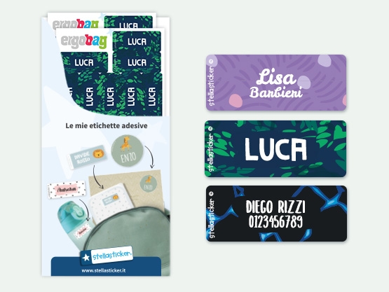 Adesivi ergobag con nome