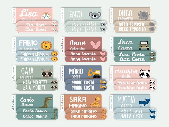 Set prova adesivi con nome