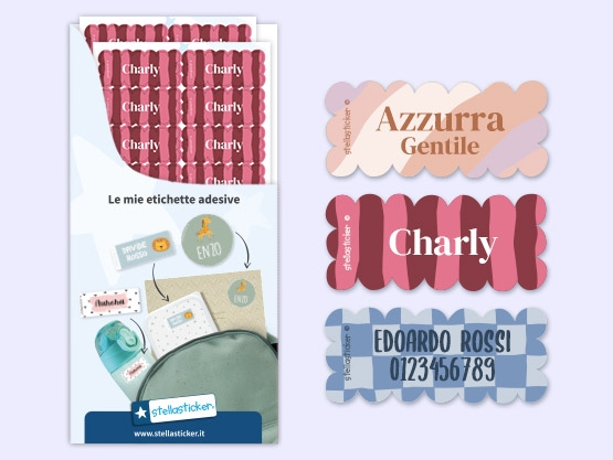 Adesivi con nome Design e bordo ondulato