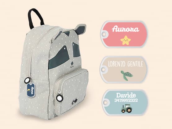 Targhetta personalizzata per zaini e borse