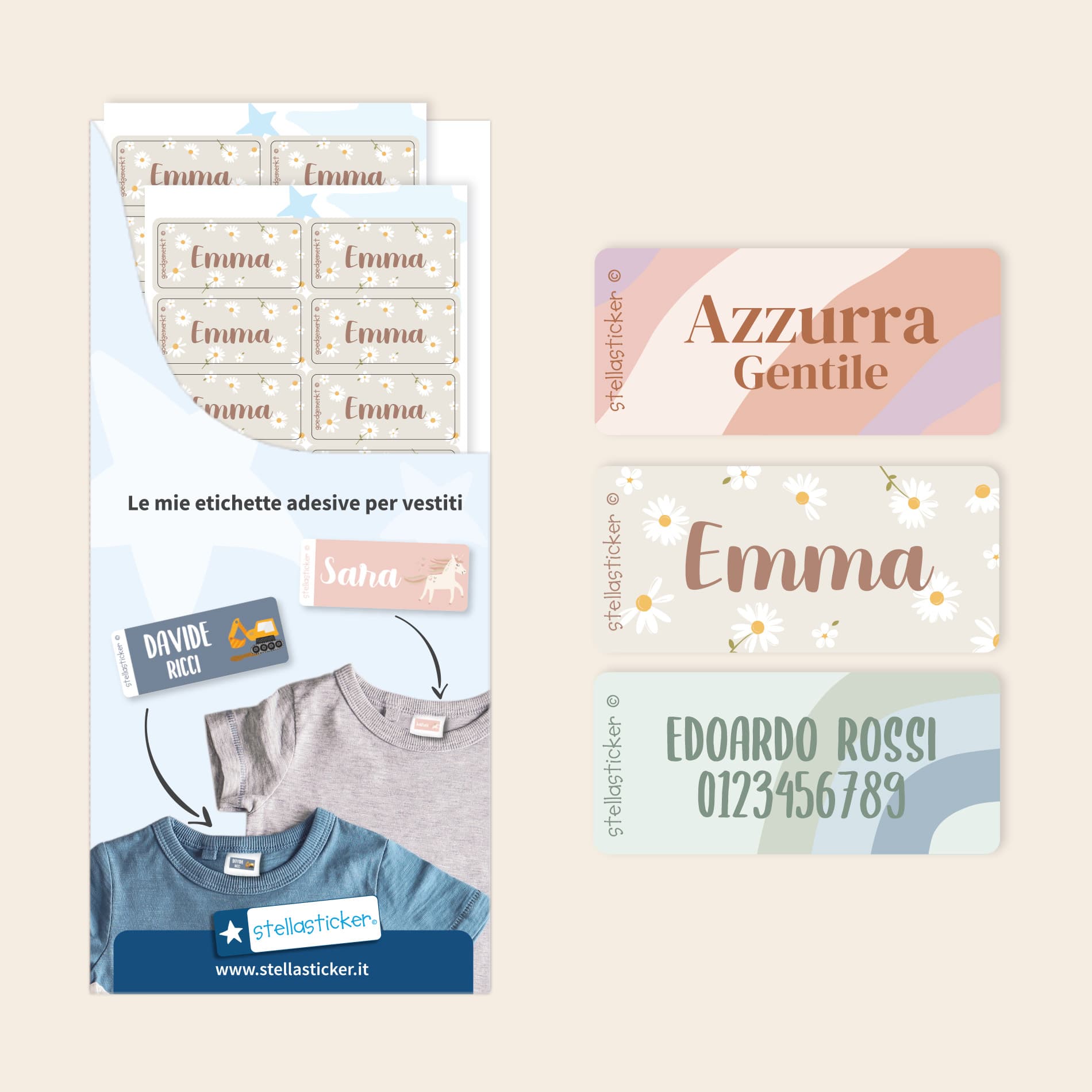 Etichette per abbigliamento di design