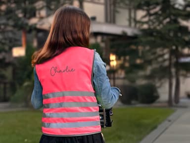 Gilet di sicurezza fluorescente per bambini con nome - Base