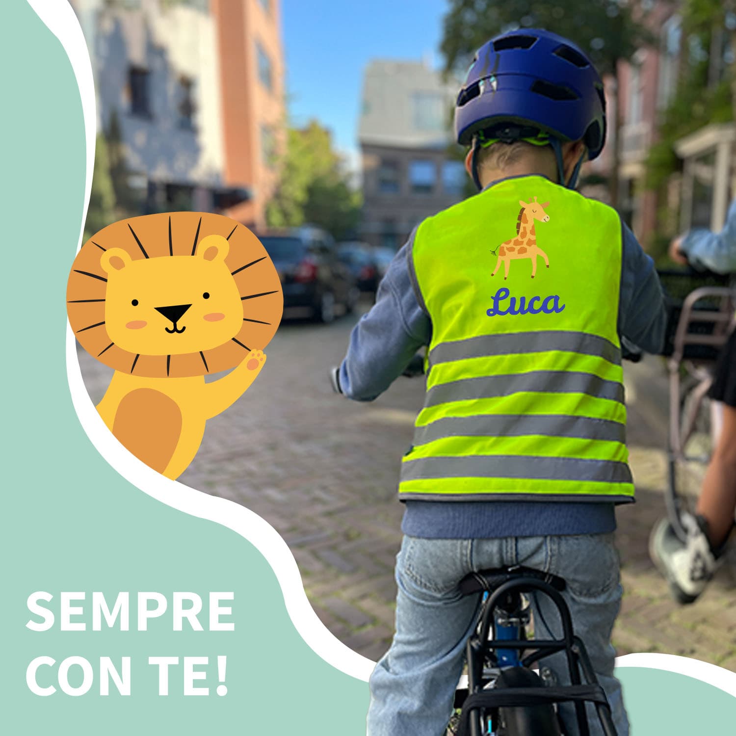Gilet di sicurezza fluorescente per bambini con nome - Tema