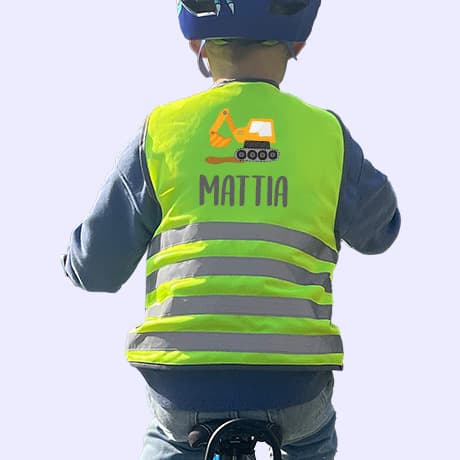 Gilet di sicurezza fluorescente per bambini con nome - Tema