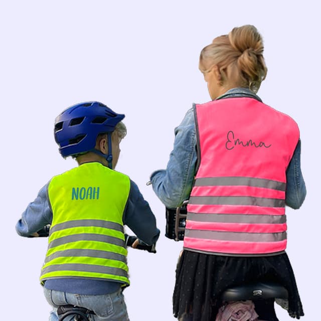 Gilet di sicurezza fluorescente per bambini con nome - Base