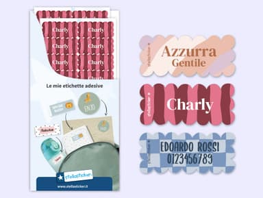 Adesivi con nome Design e bordo ondulato
