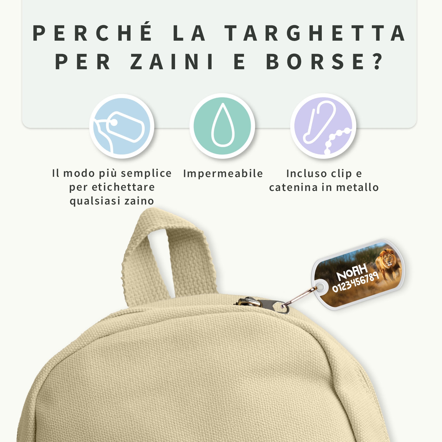 Targhetta per zaini e borse - Sfondo realistico