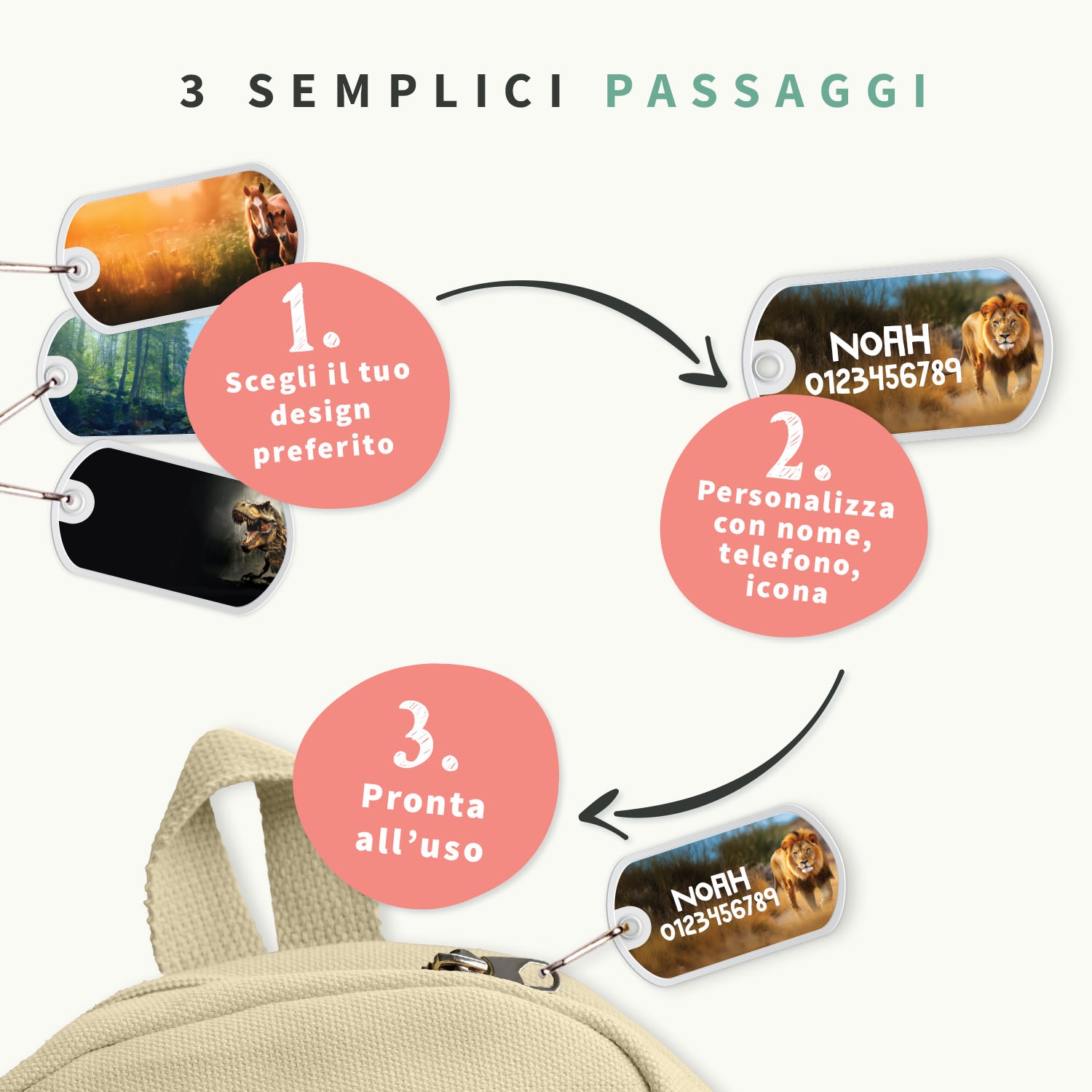 Targhetta per zaini e borse - Sfondo realistico