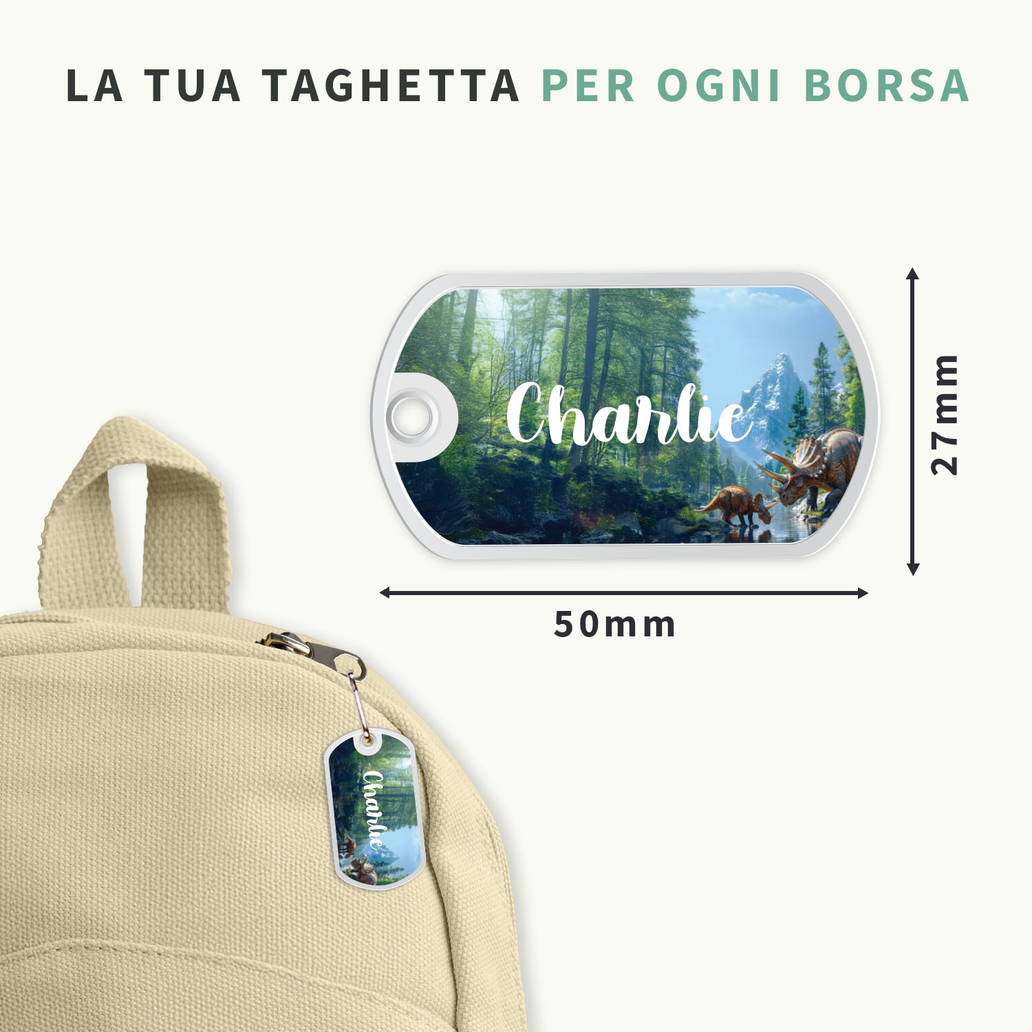 Targhetta per zaini e borse - Sfondo realistico