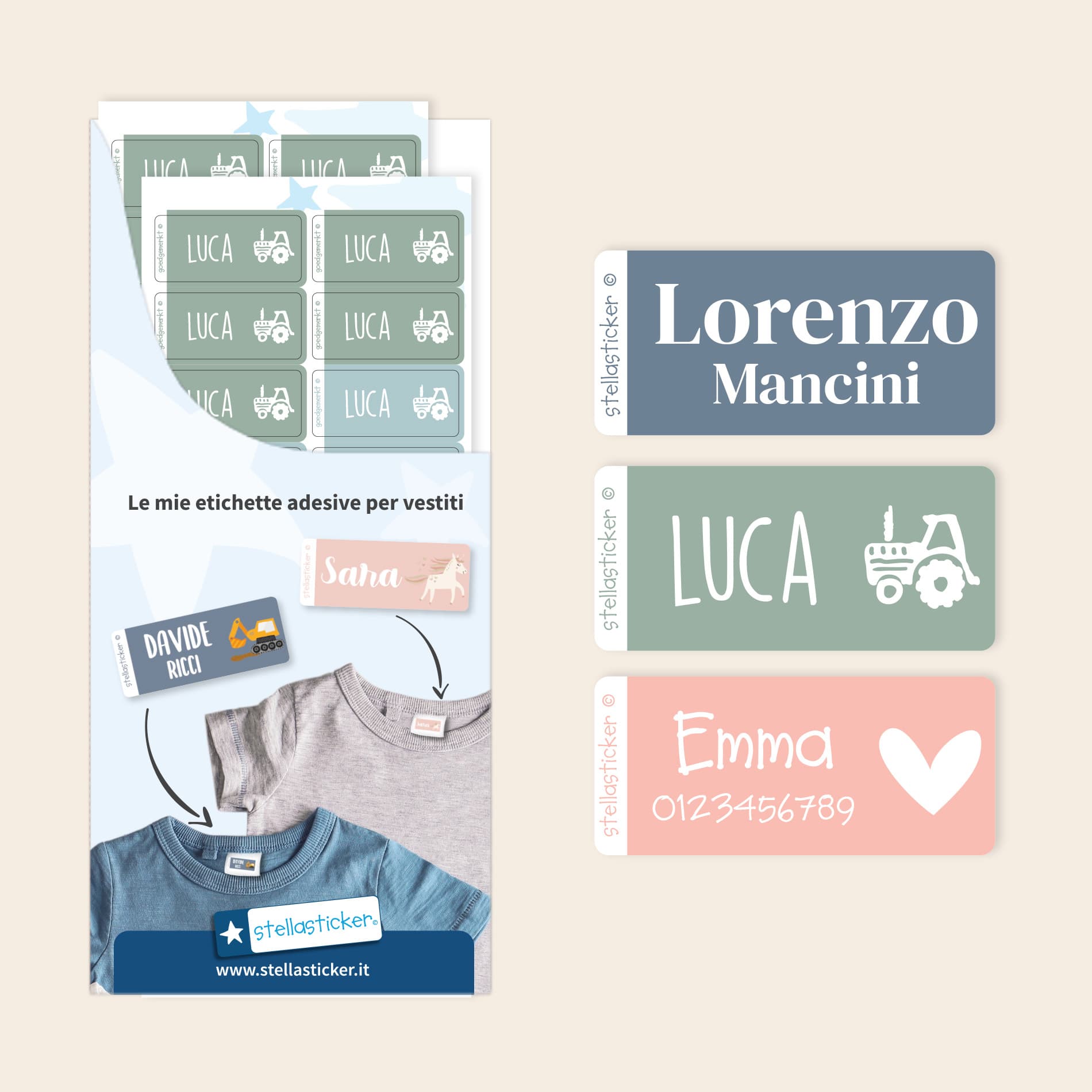 Etichette adesive per vestiti
