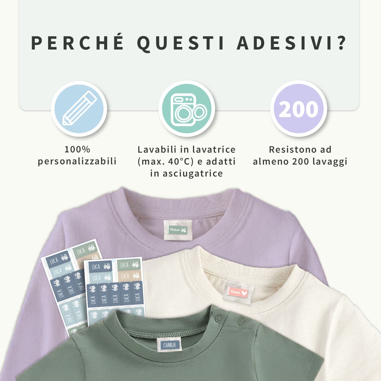 Etichette adesive per vestiti