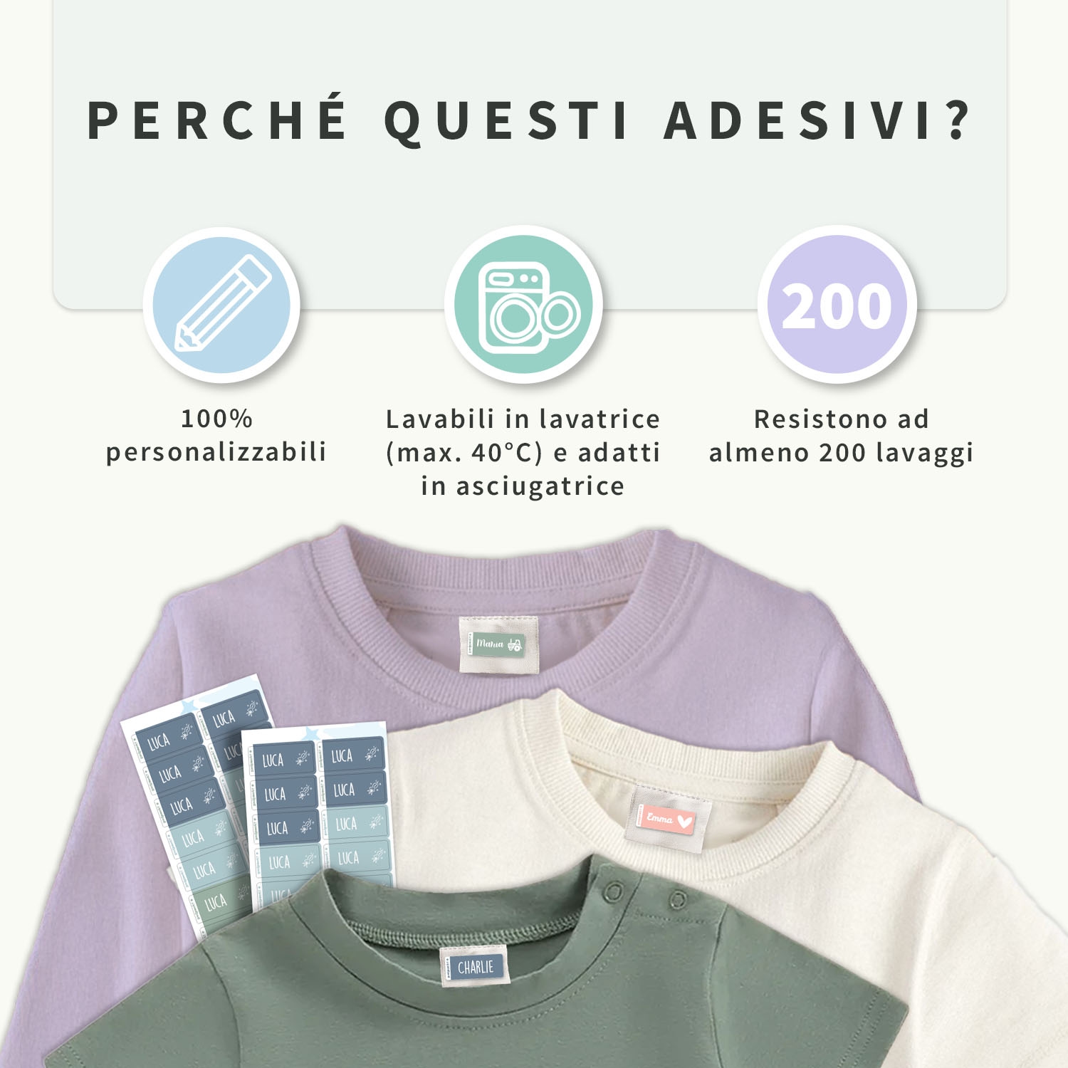 Etichette adesive per vestiti