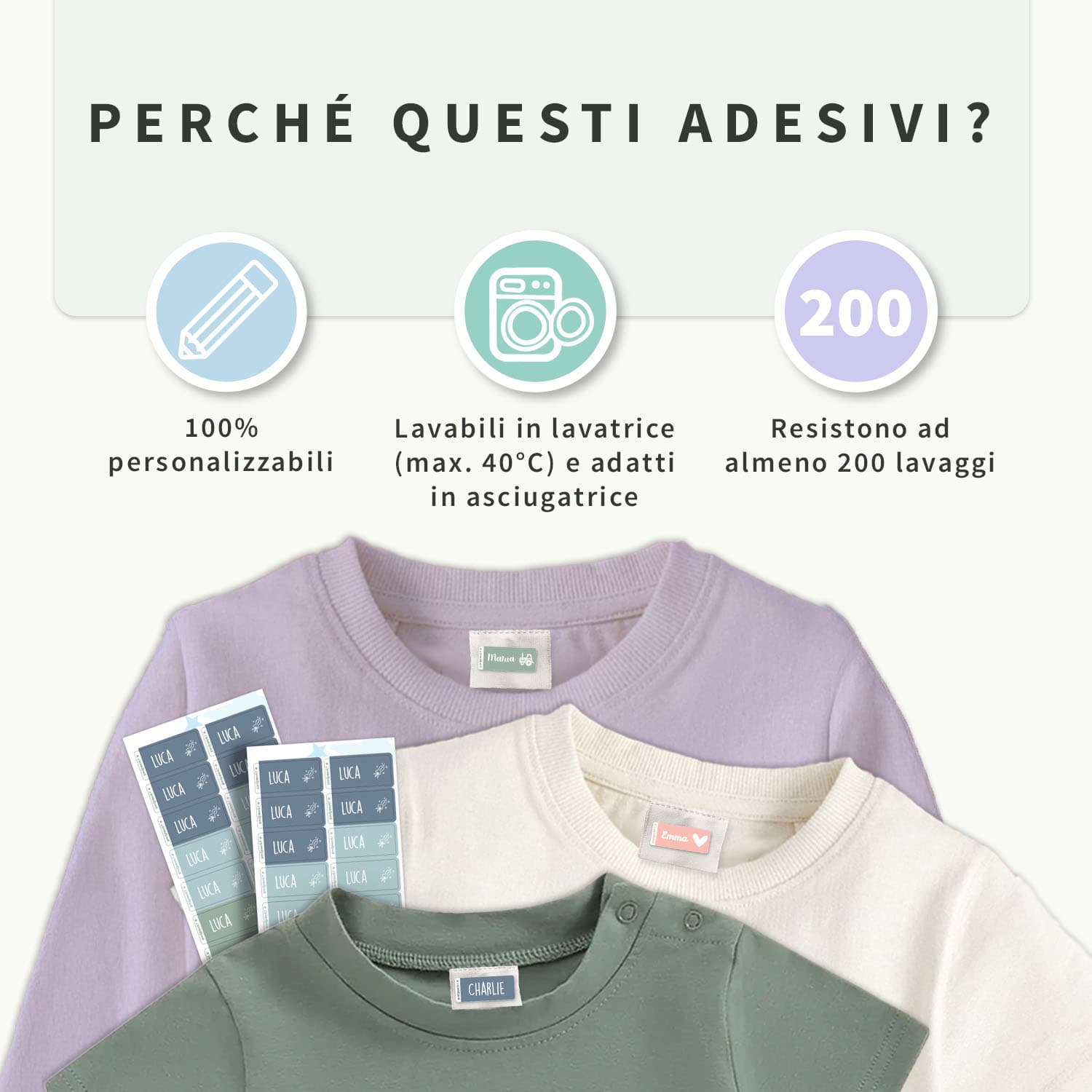 Etichette adesive per vestiti