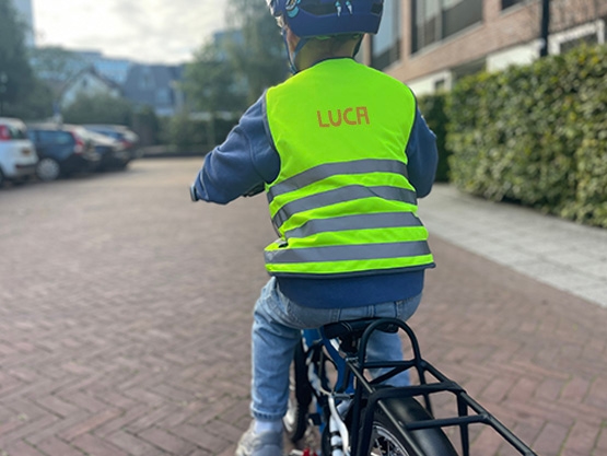 Gilet di sicurezza fluorescente per bambini con nome - Base