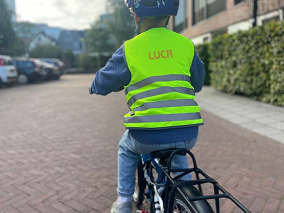 Gilet di sicurezza fluorescente per bambini con nome - Base