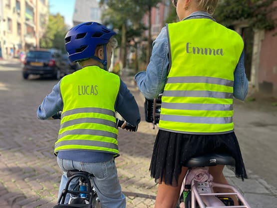 Gilet di sicurezza fluorescente per bambini con nome - Base