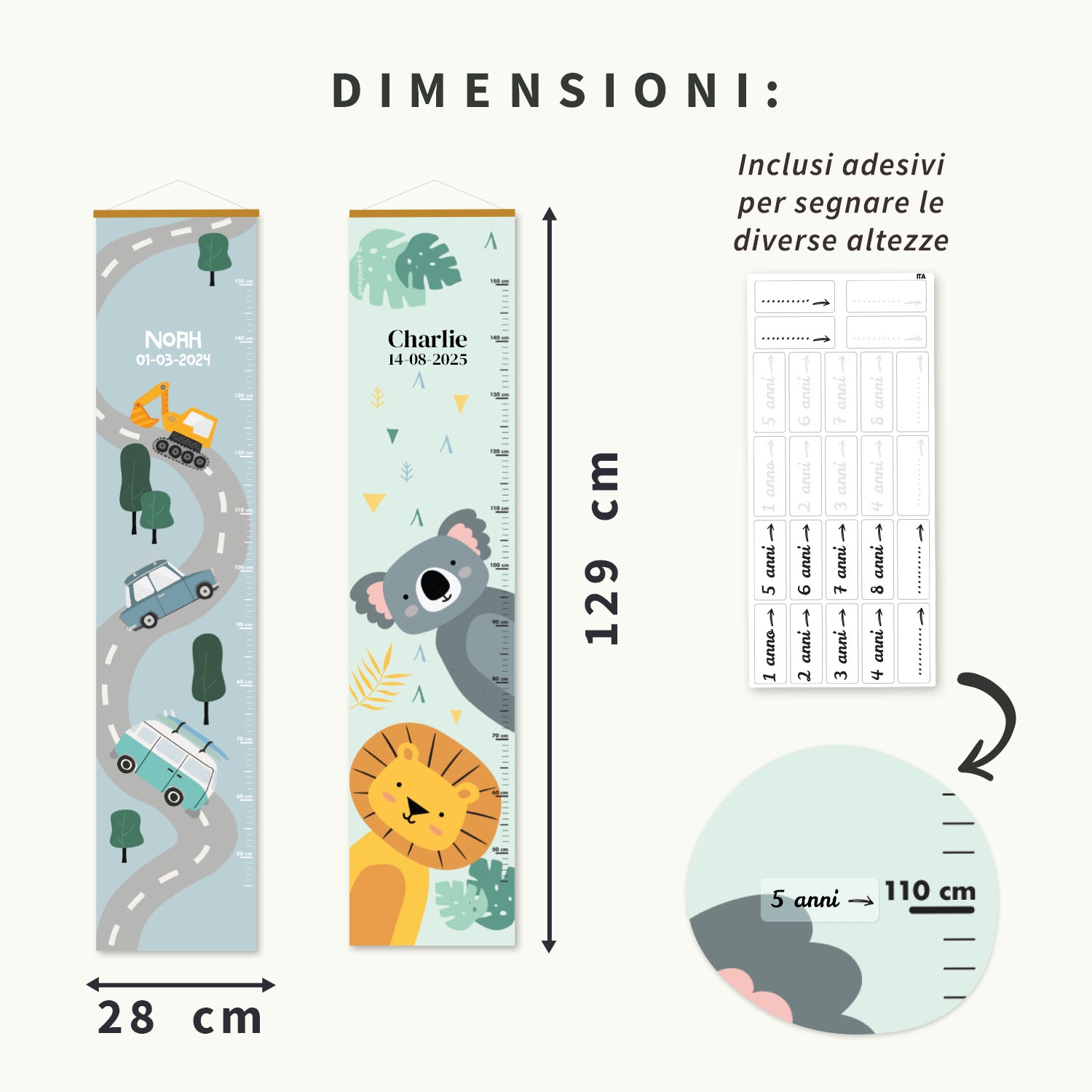 Metro da parete per crescita bambini