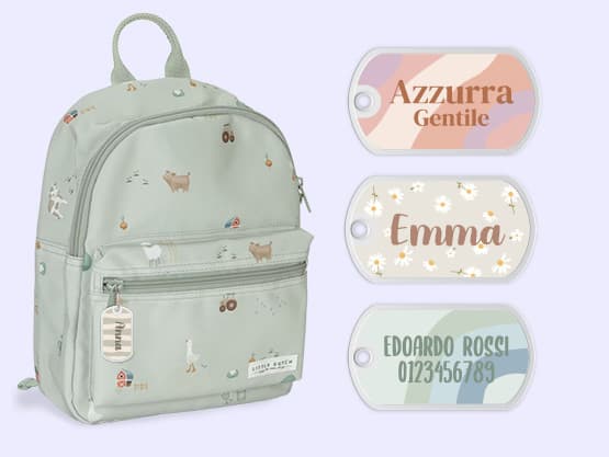 Targhetta per lo zaino con sfondi di Design