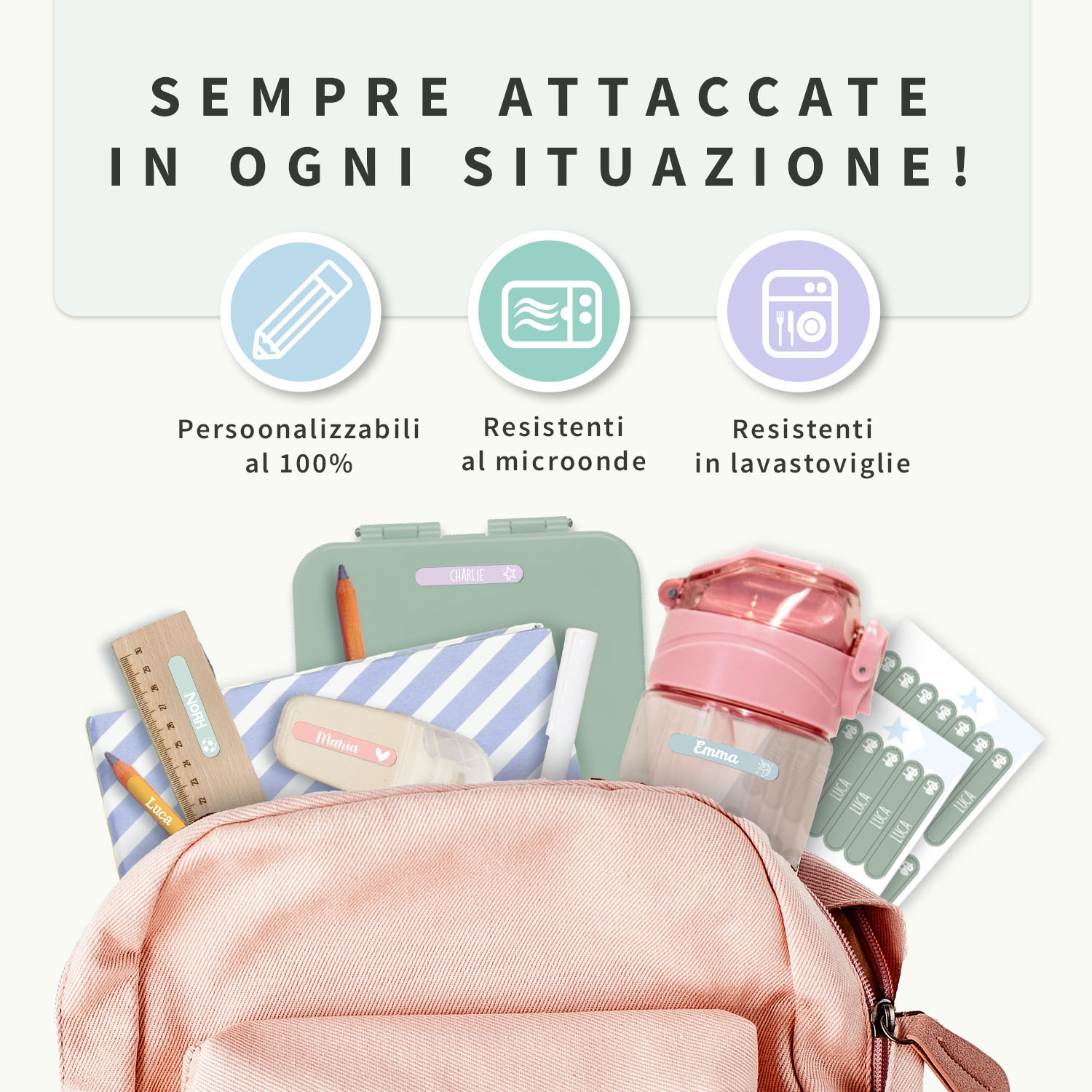 Adesivi Mini con nome - mono-colore