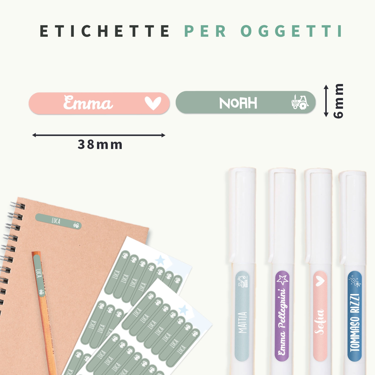 Adesivi Mini con nome - mono-colore
