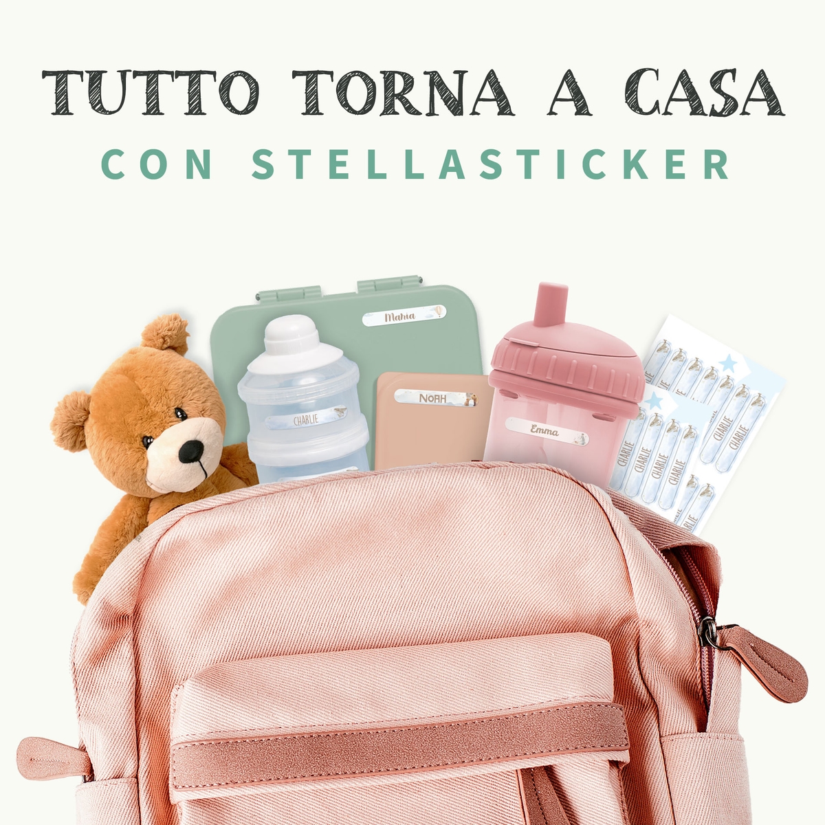 Mini adesivi con nome Acquerello