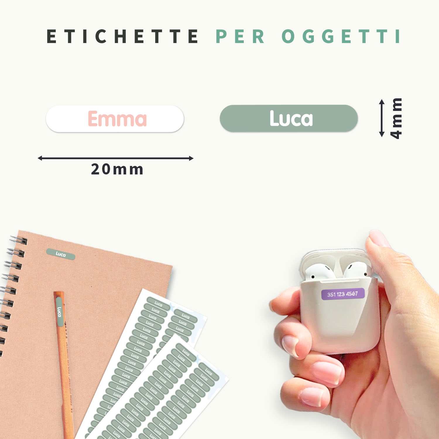 Mini etichette adesive