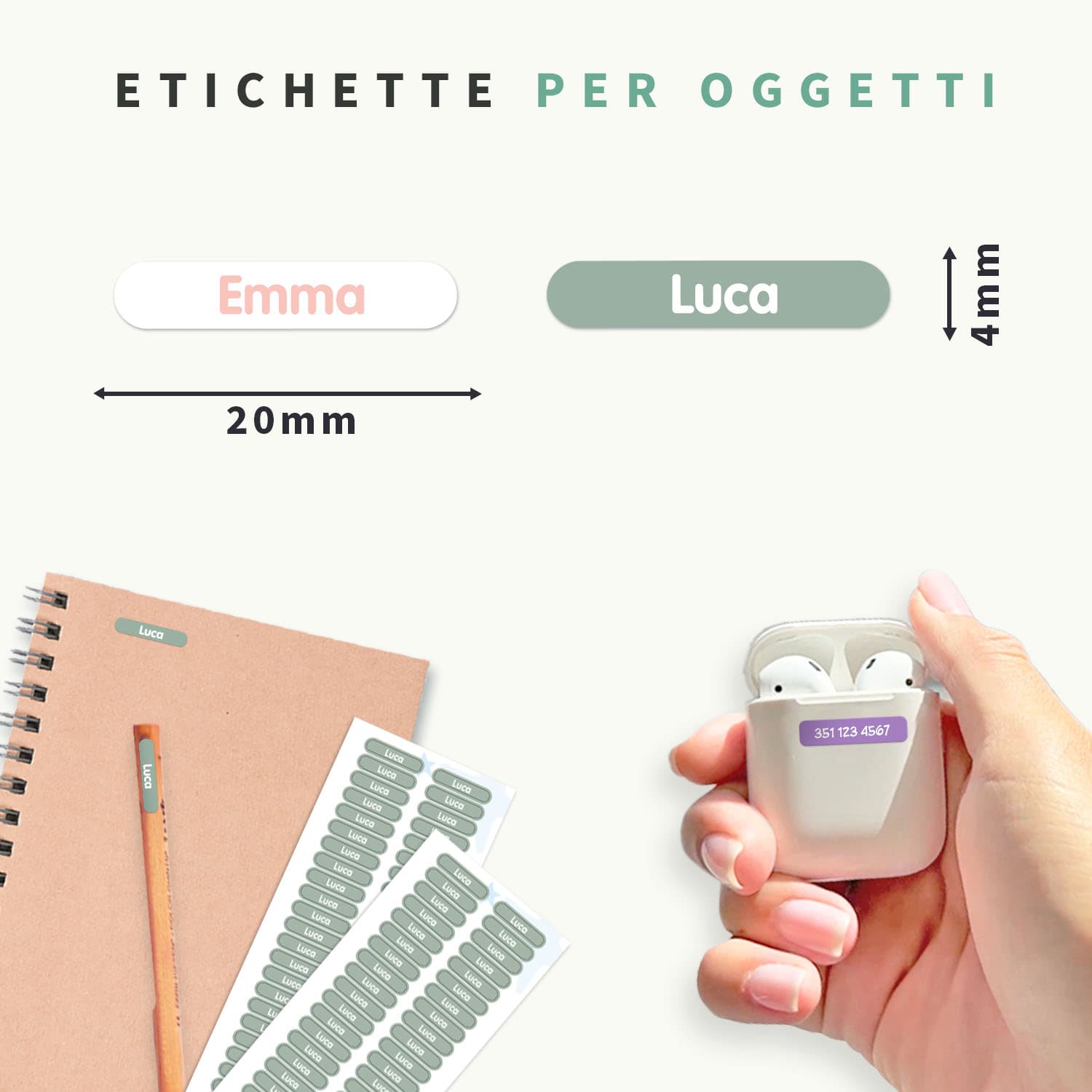 Mini etichette adesive