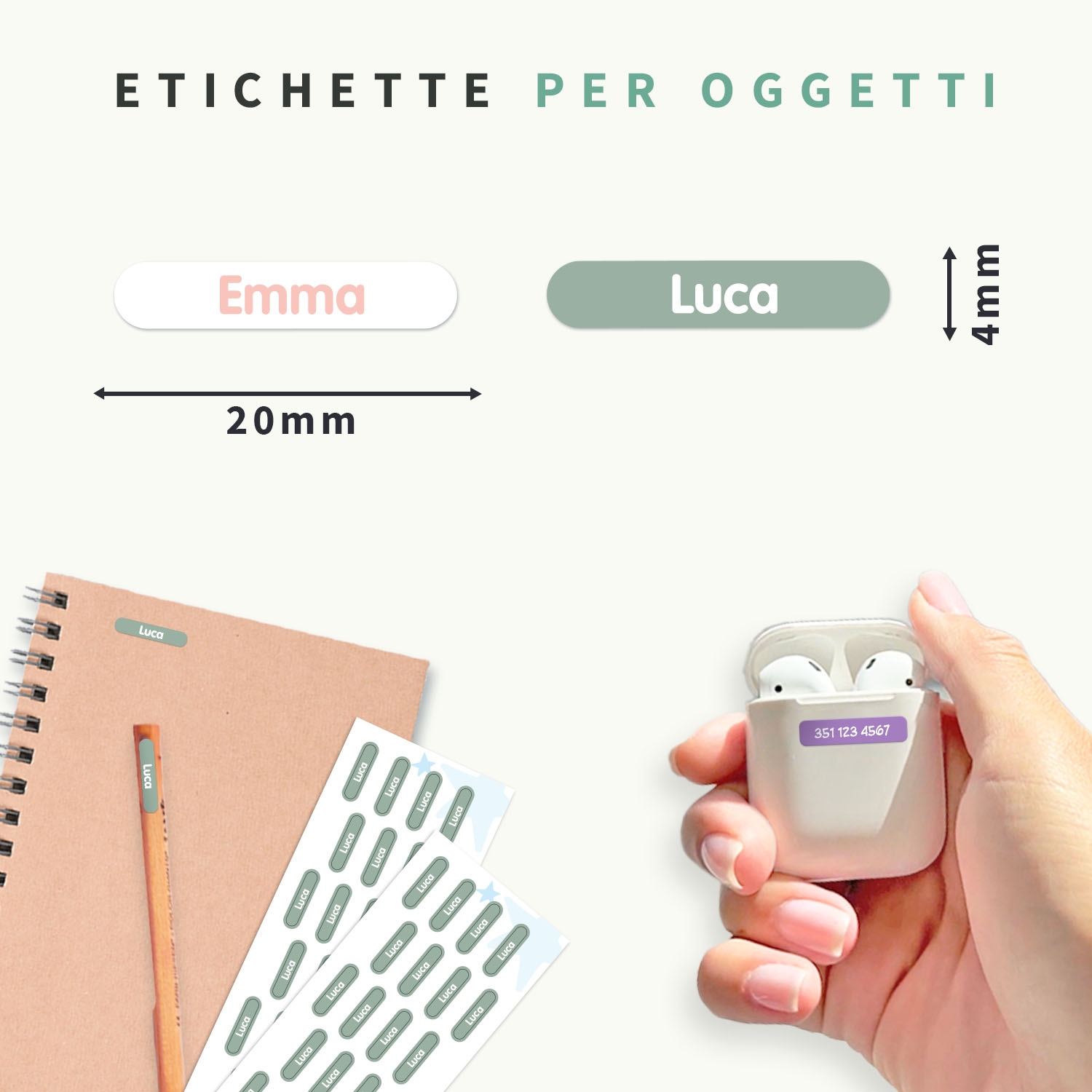 Mini etichette adesive