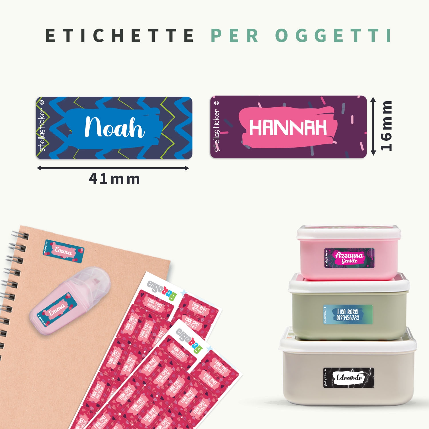 Adesivi ergobag con nome