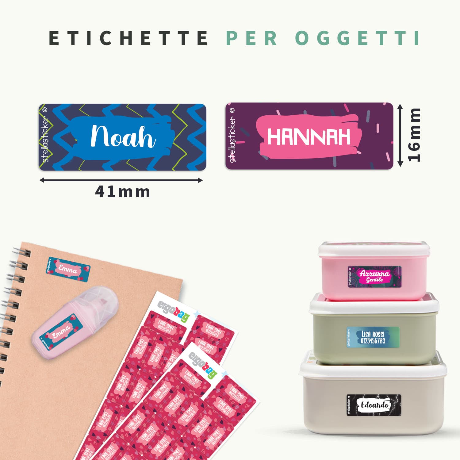 Adesivi ergobag con nome