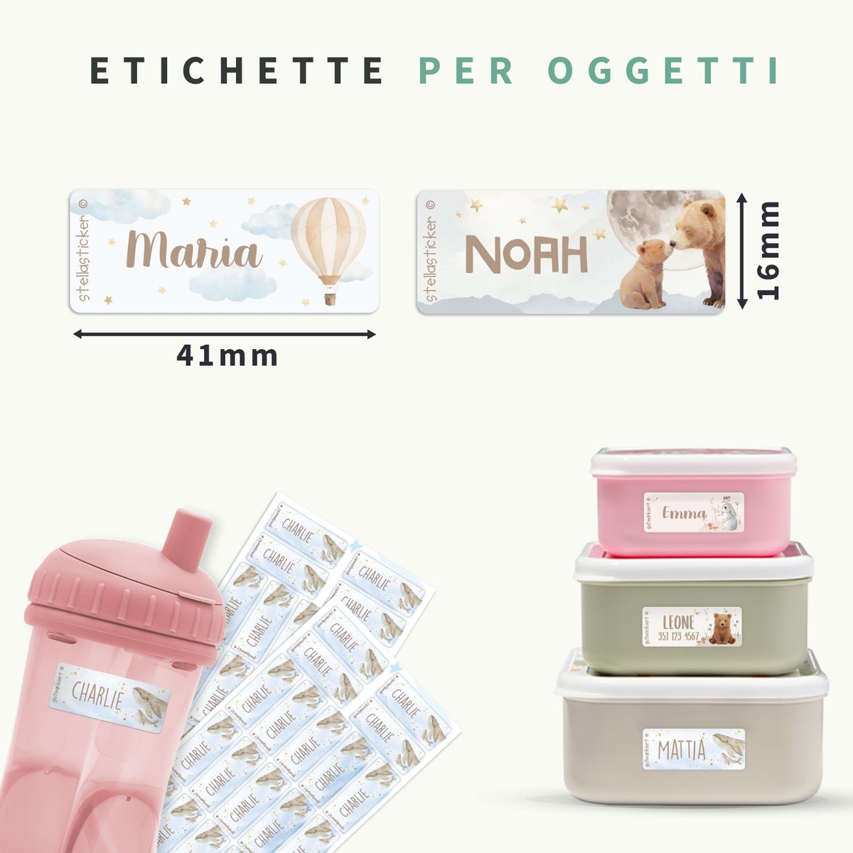 Adesivi con nome Acquerello