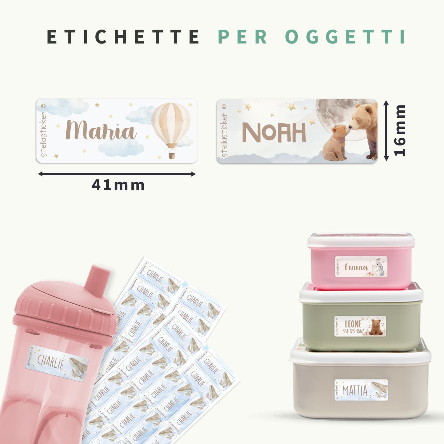 Adesivi con nome Acquerello