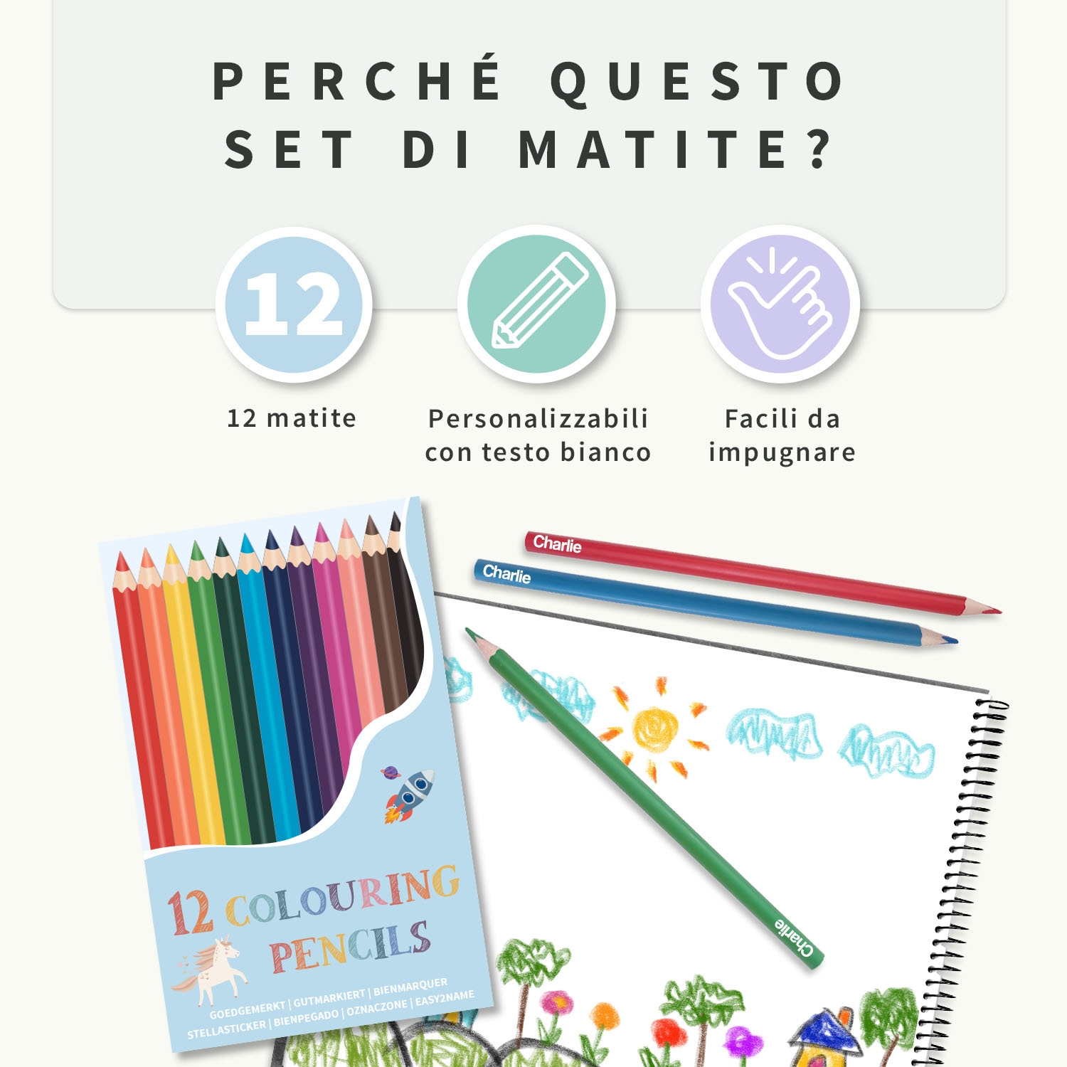 Matite colorate personalizzate con nome