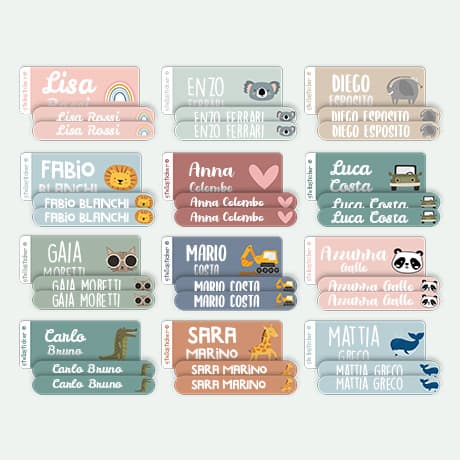 Set prova adesivi con nome