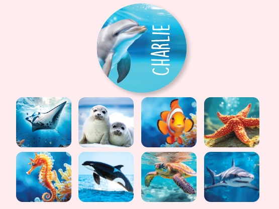 Etichette rotonde sfondo Reale