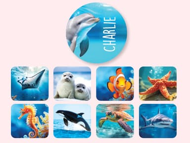 Etichette rotonde sfondo Reale