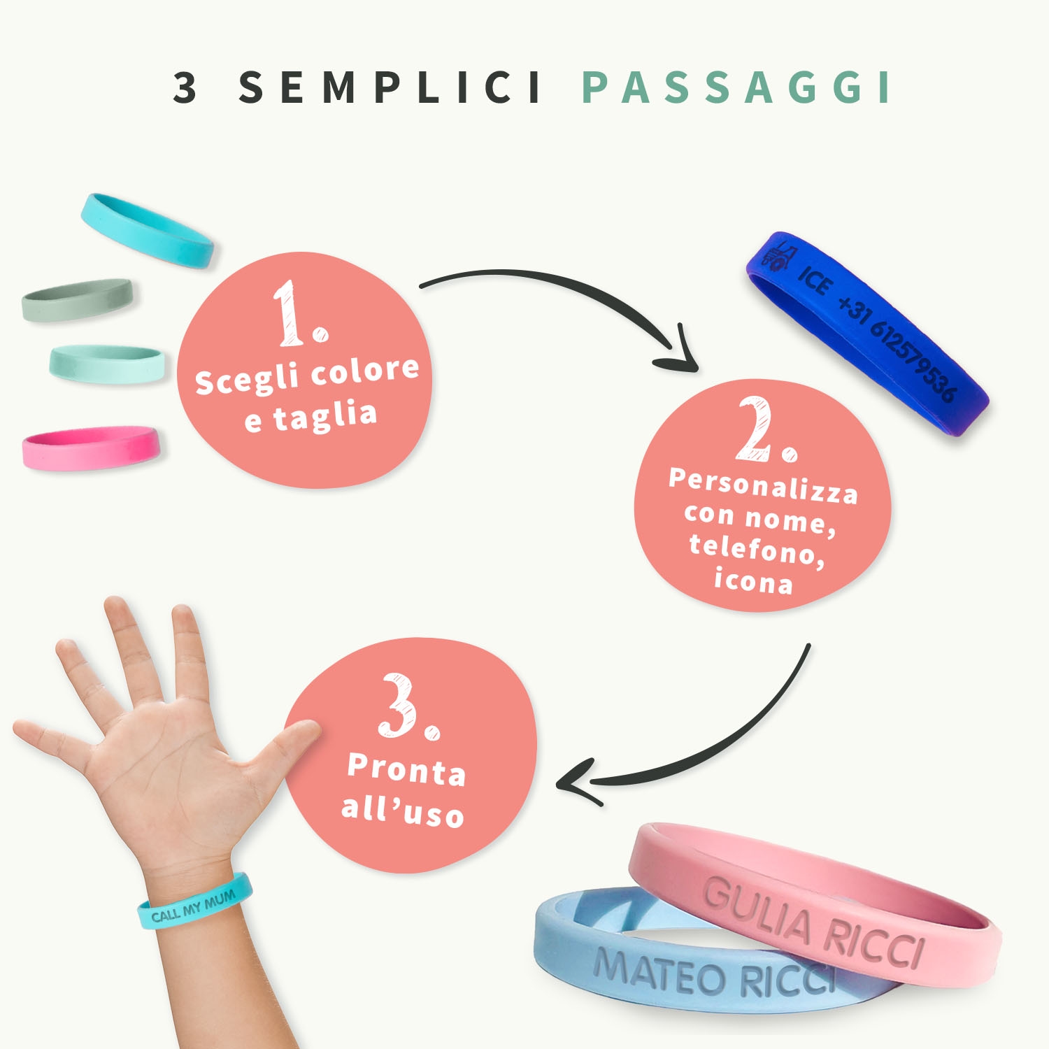 Pacchetto con 2 braccialetti SOS
