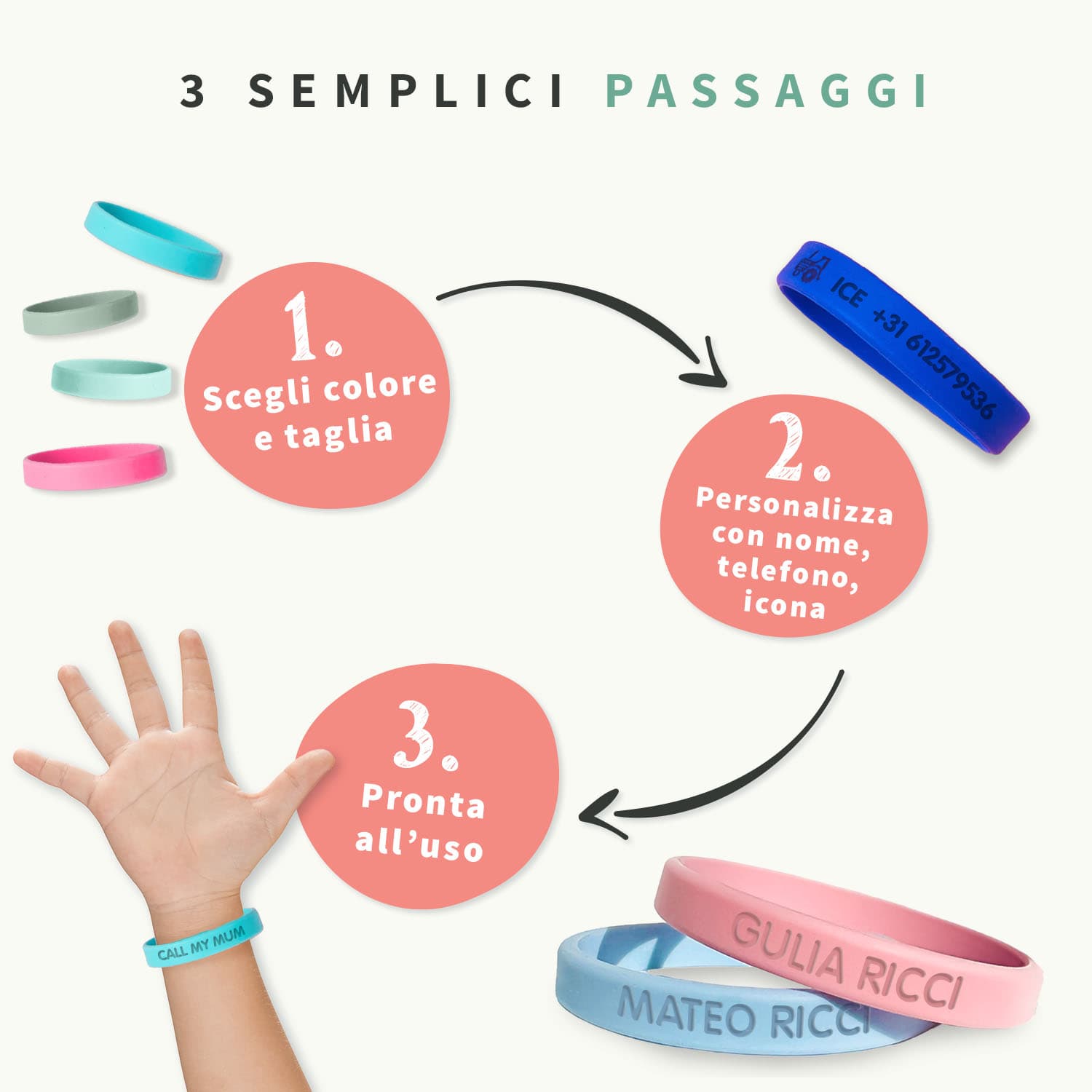 Pacchetto con 2 braccialetti SOS
