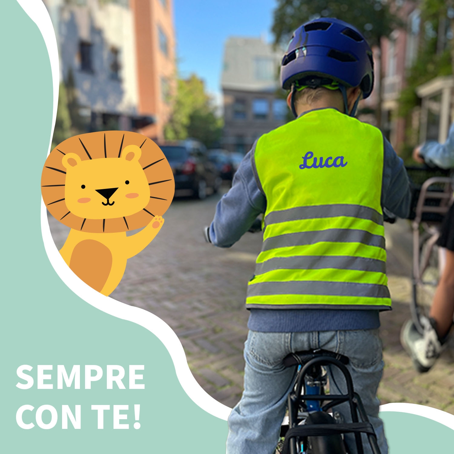 Gilet di sicurezza fluorescente per bambini con nome - Base