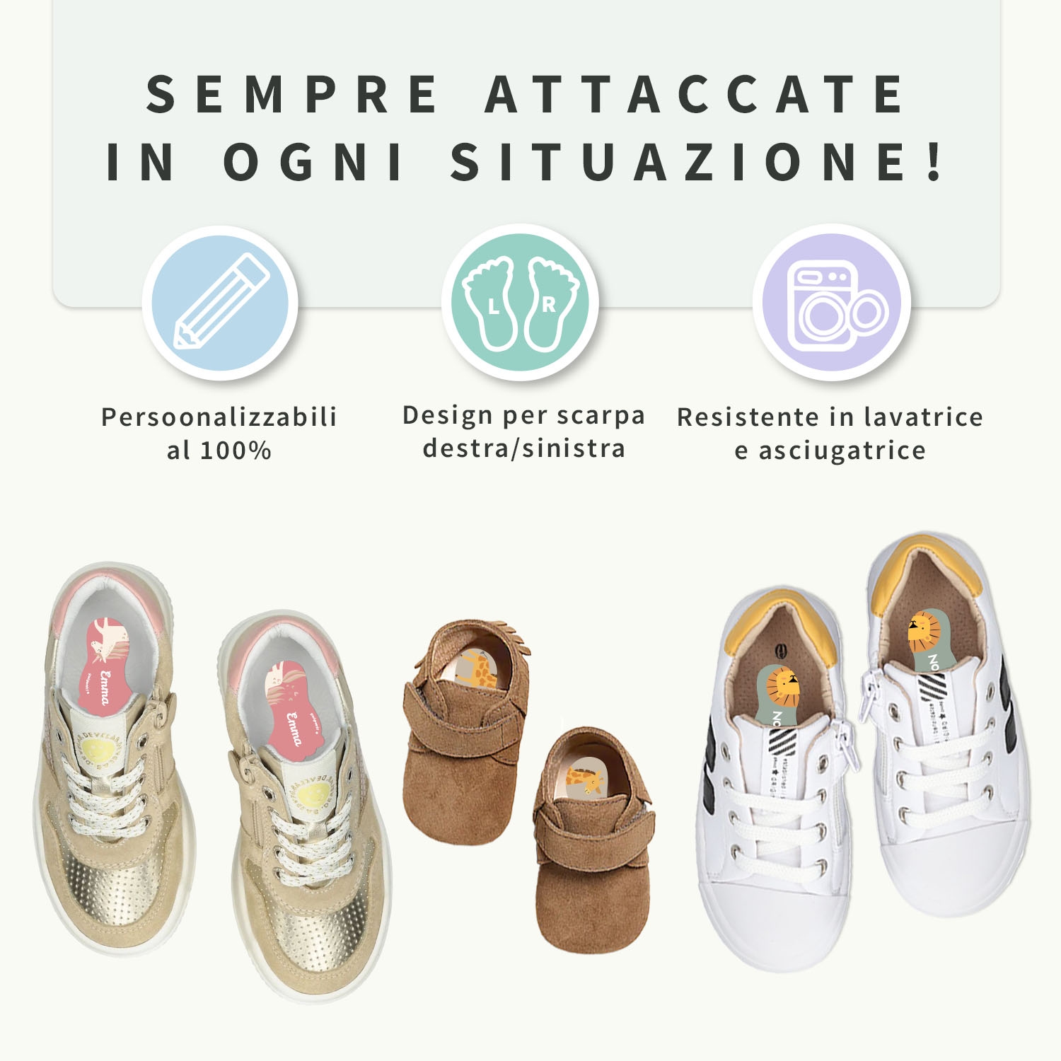 Etichette adesive per scarpe personalizzate