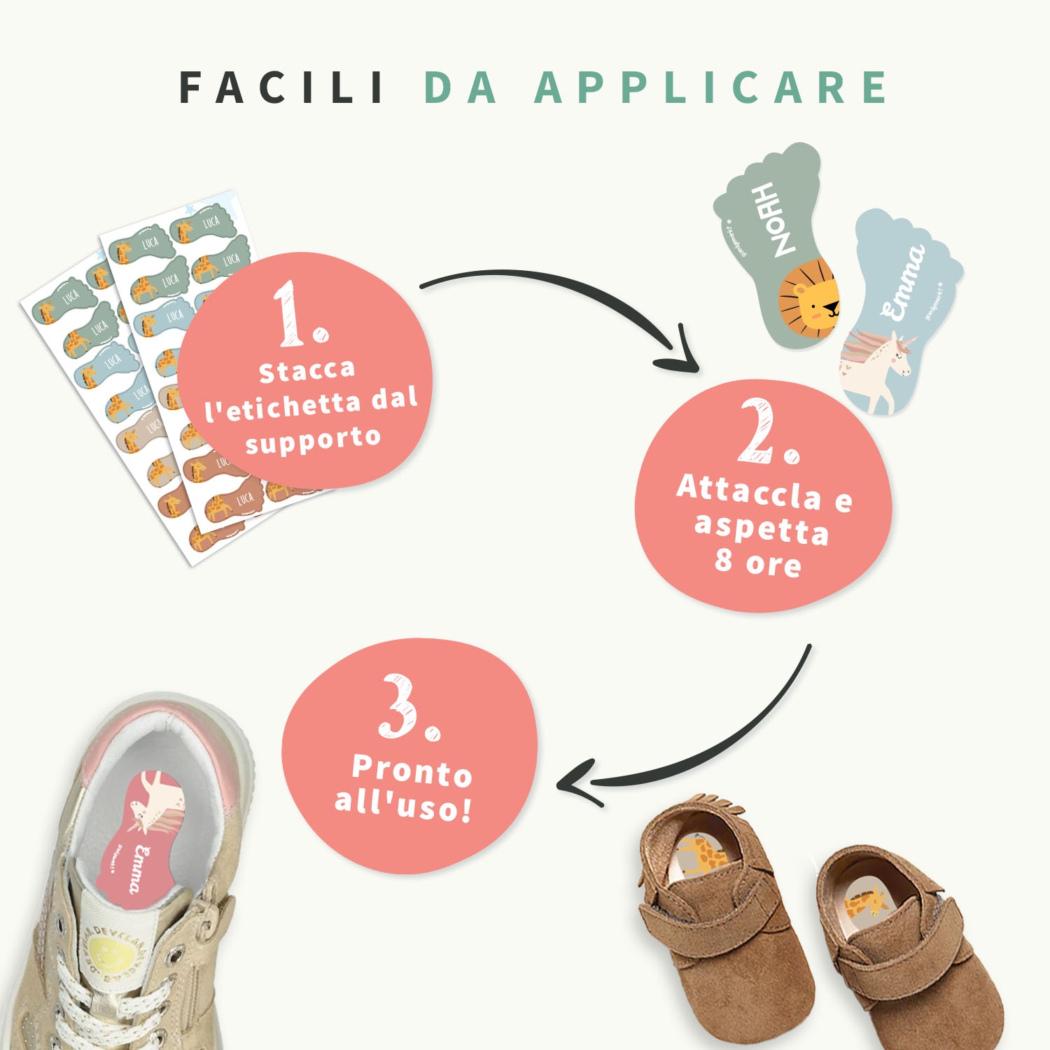 Etichette adesive per scarpe personalizzate