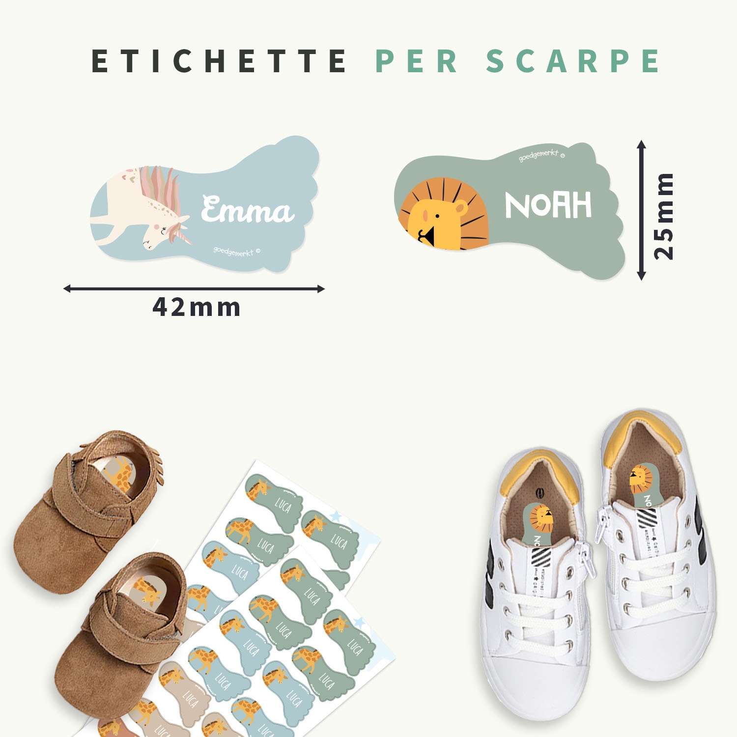 Etichette adesive per scarpe personalizzate