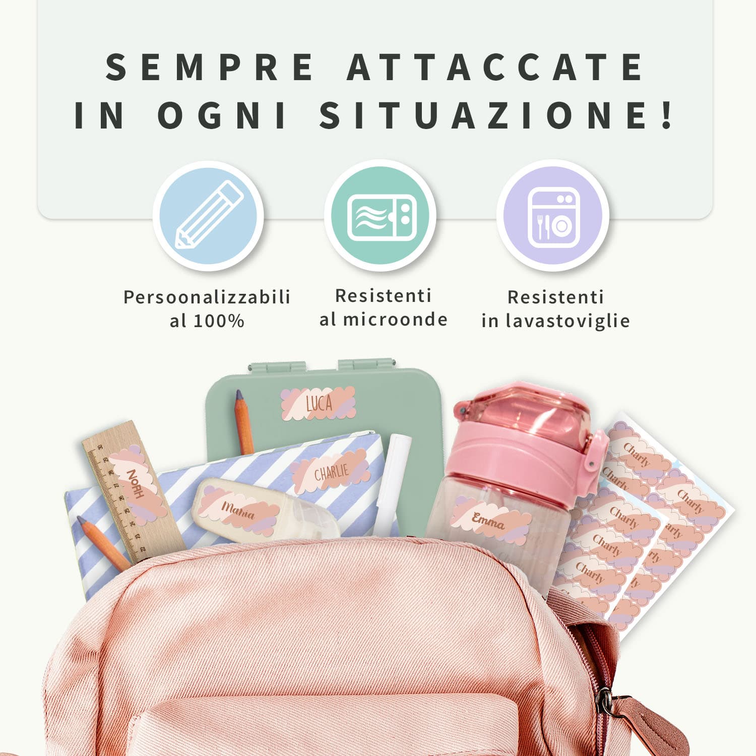 Adesivi con nome Design e bordo ondulato