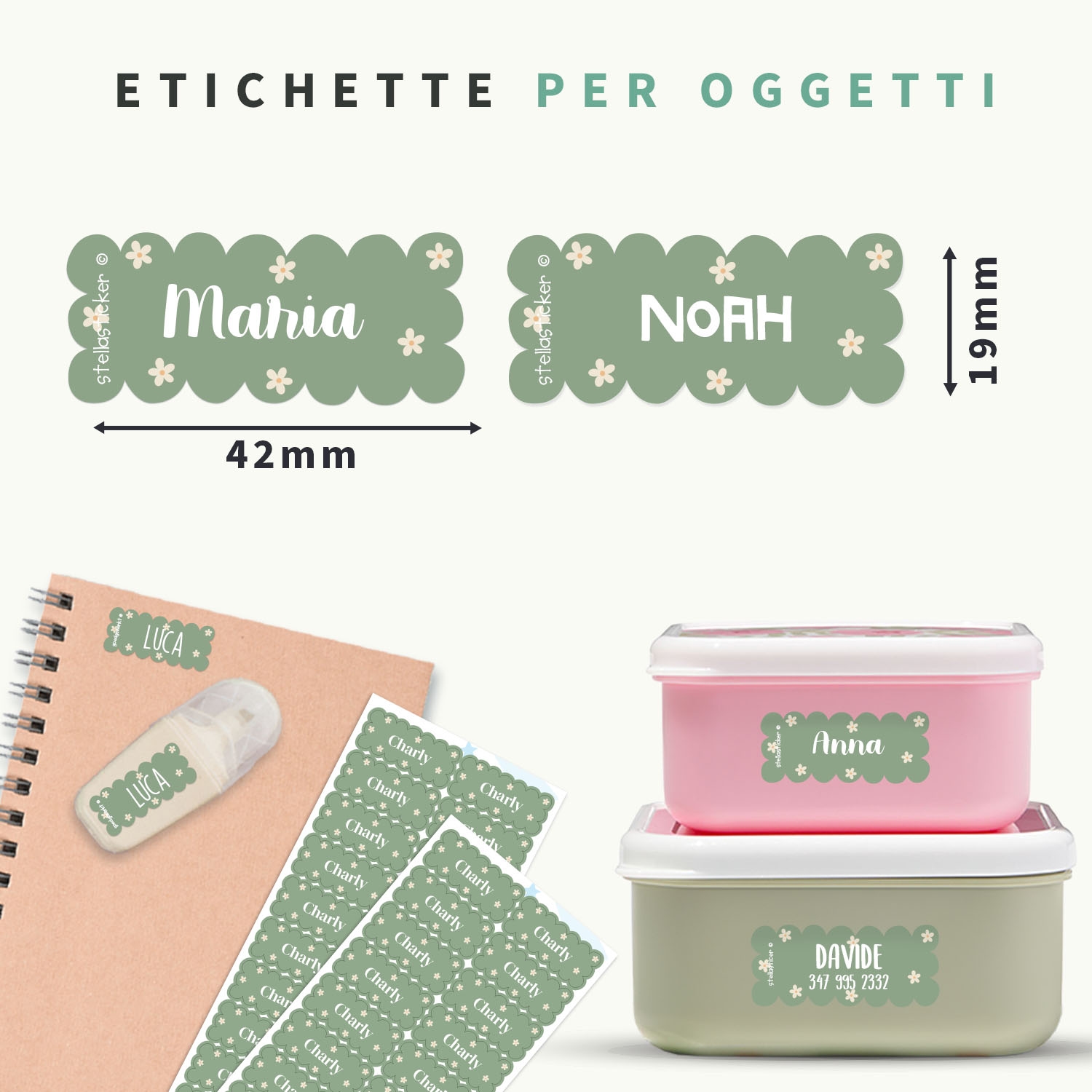Adesivi con nome Design e bordo ondulato