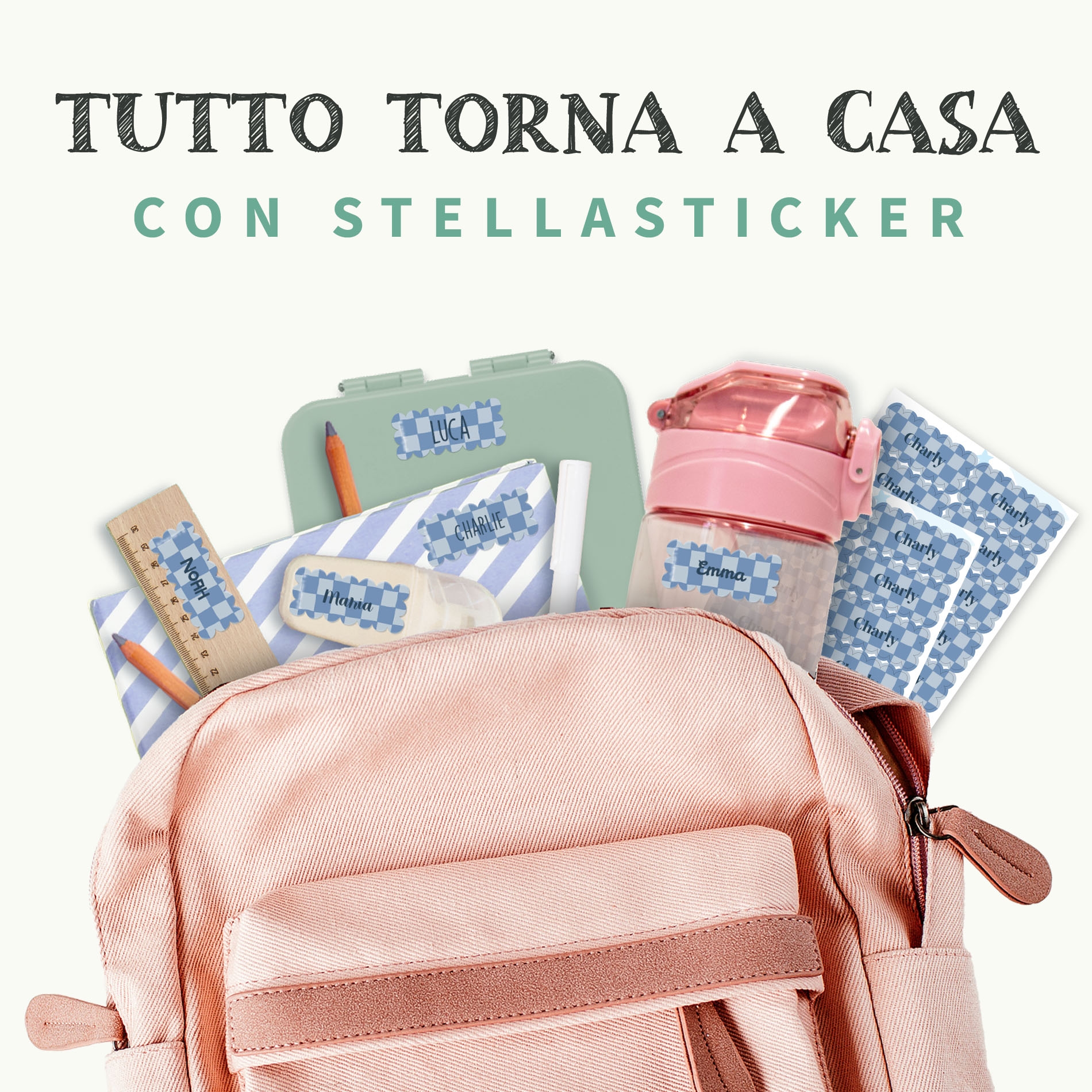 Adesivi con nome Design e bordo ondulato