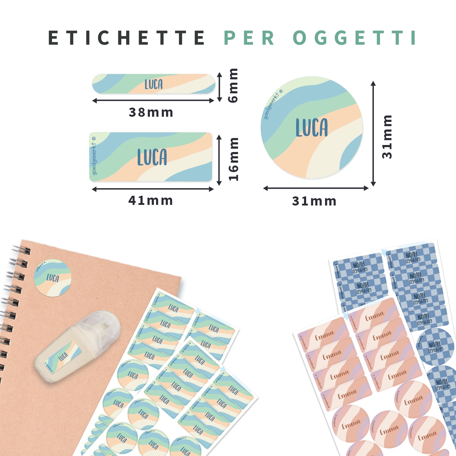 Set adesivi con nome - Design