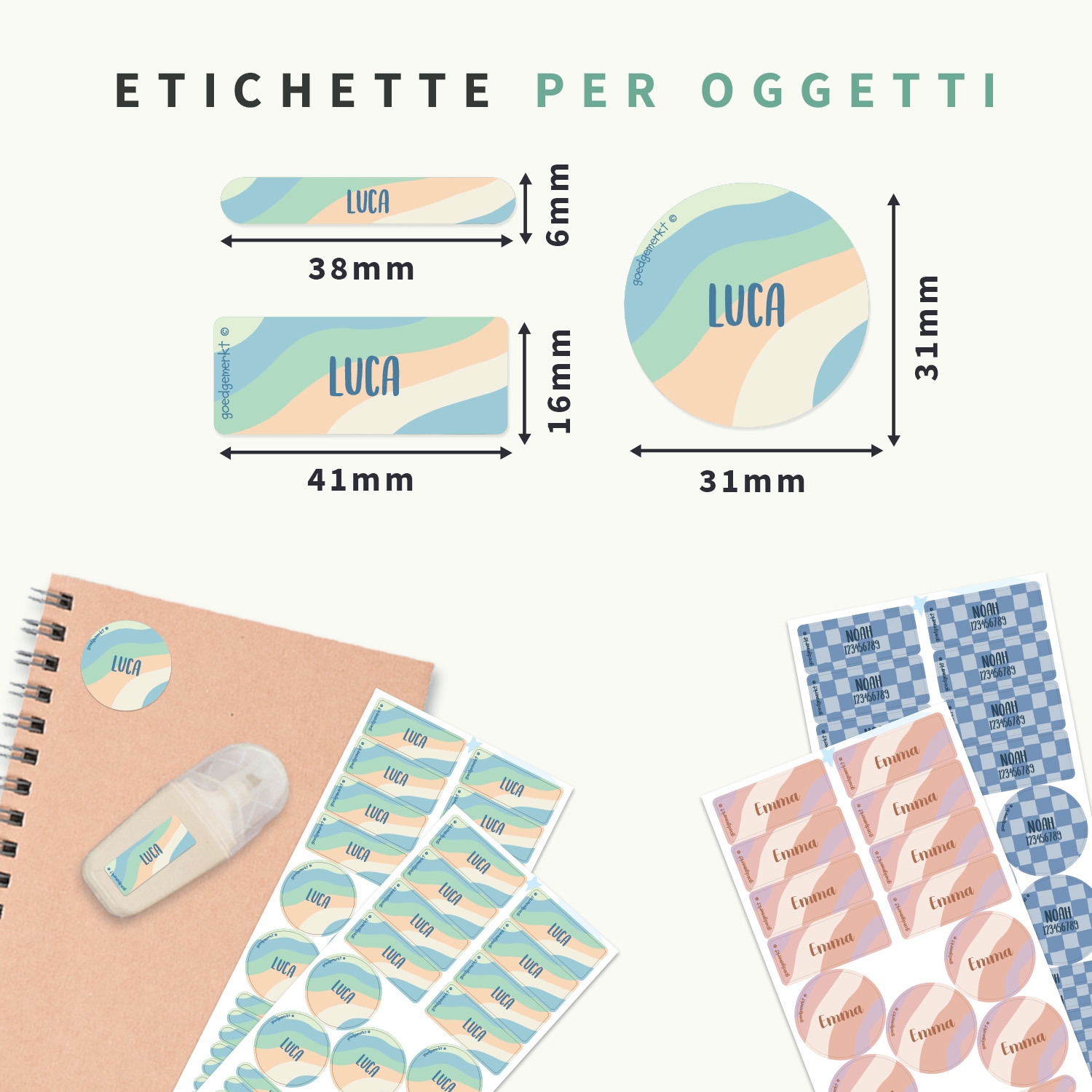 Set adesivi con nome - Design